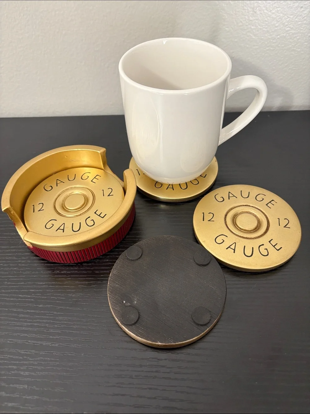 Gauge 12 Gold Shotgun Shell Coaster Set - 4 Pack